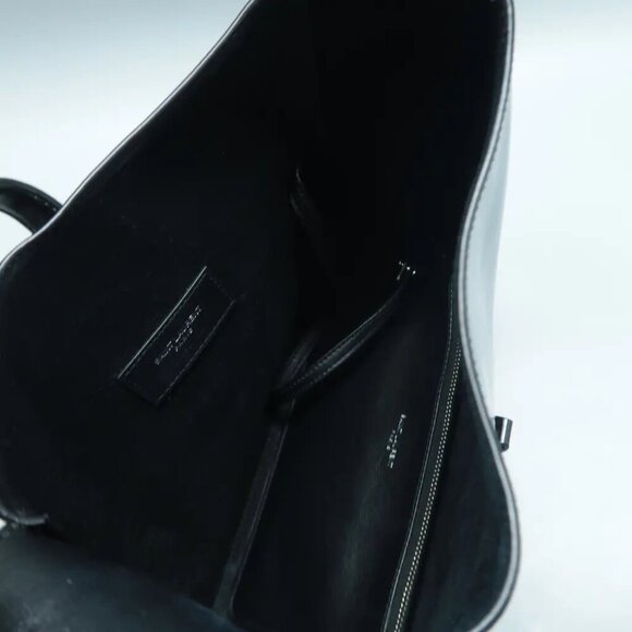 100% Authentic SAINT LAURENT Le 5 a 7 Black W/P Leather Shoulder Bag 2111-11624 - Picture 9 of 12